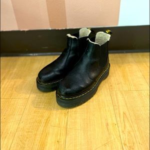 Black leather fur lined boots
